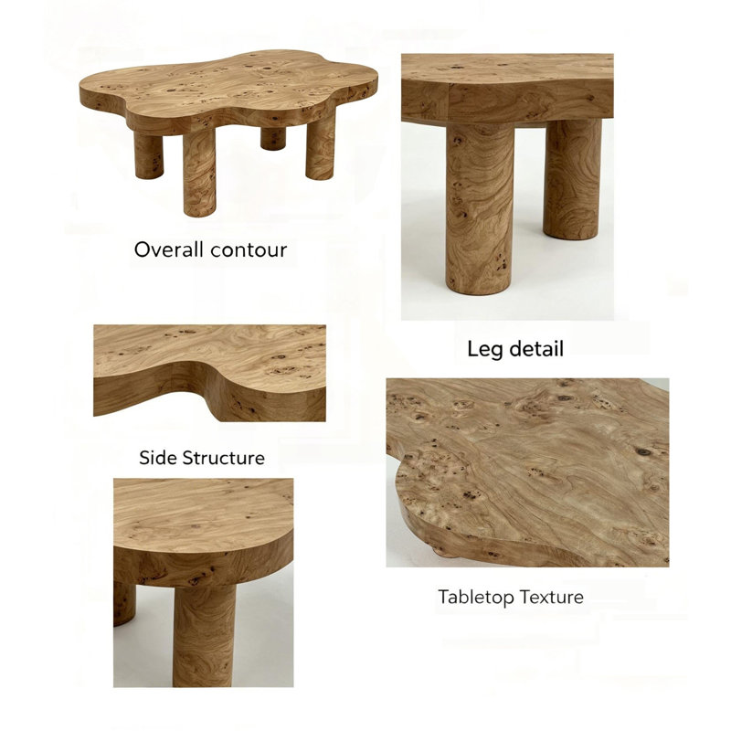 Cloud-Shaped Coffee Table with Tree Knot Pattern – 40”