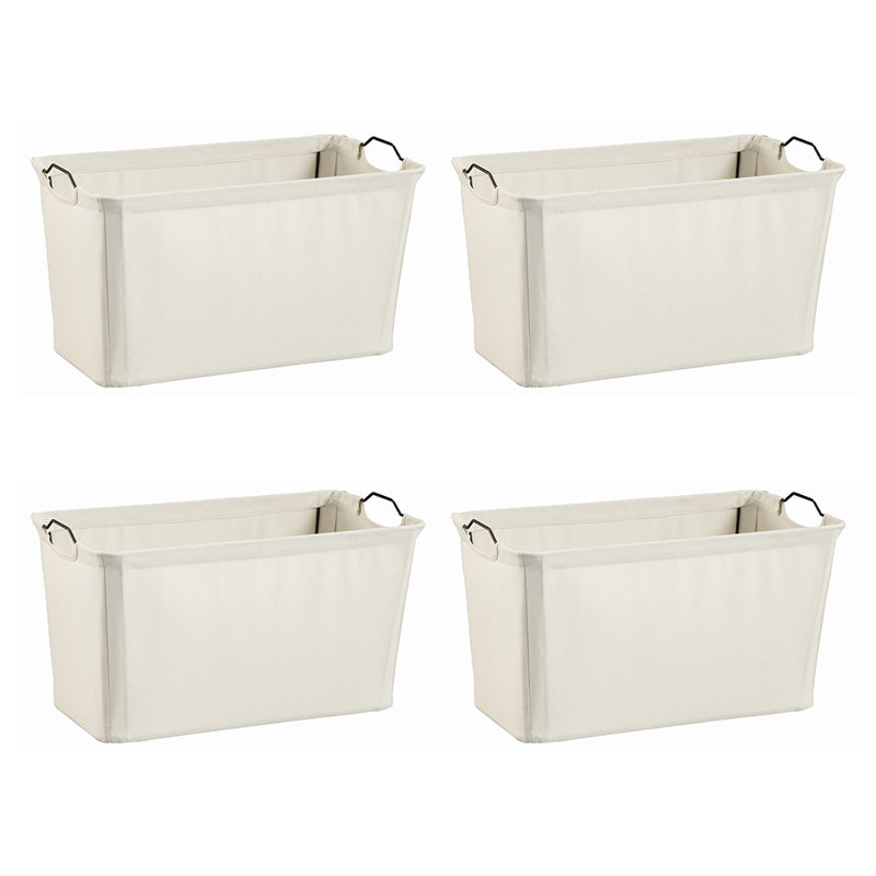 Wire Frame Wide Fabric Bin, Set Of 4, Tan