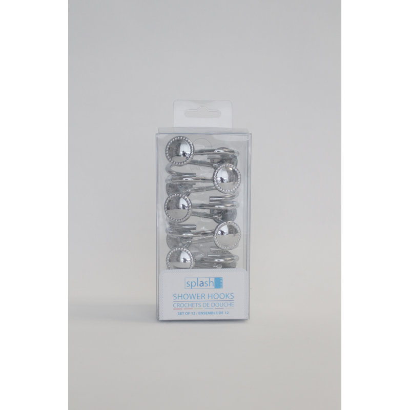 Chrome Button Design Rust-Resistant Shower Curtain Hooks Set