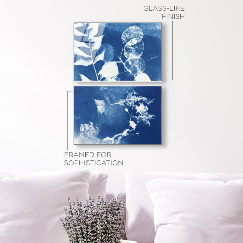 Faded Poetry Set High-Gloss Frameless Acrylic Glass Wall Art Floral & Botanical Print by Oliver Gal, Ready to Hang, 15 x 10
