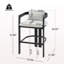 Tabouret de comptoir d'extérieur en aluminium, chaise de bar, structure noire avec coussin gris, ensemble de 2