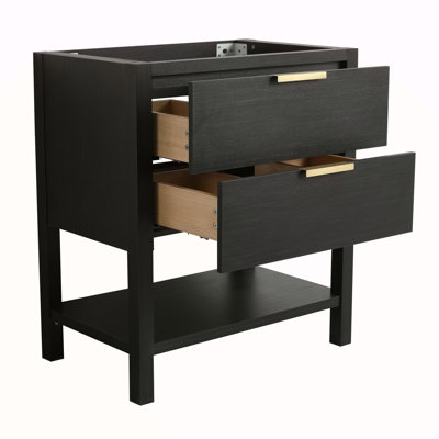 Meuble-lavabo de salle de bain en contreplaqué de 76 cm (74 cm) avec 2 tiroirs (meuble-lavabo seulement, sans lavabo) - BVB01030BCTG