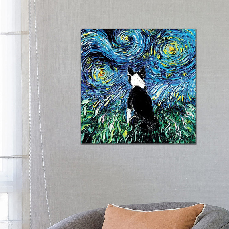 Boston Terrier Night by Aja Trier - Wrapped Canvas Print, 66.04 cm H x 66.04 cm W x 1.91 cm D