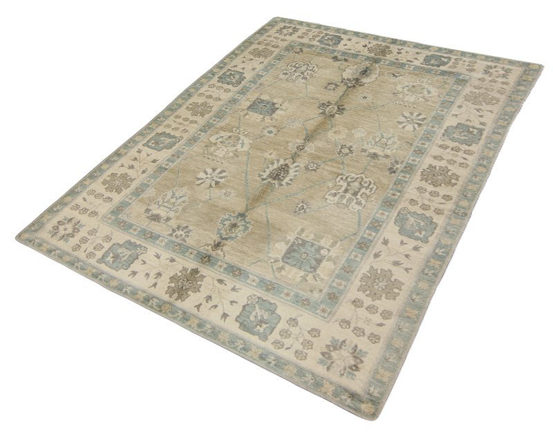Dorset Wool Floral Area Rug in Blue/Neutral/Taupe, Rectangle 8' x 10'