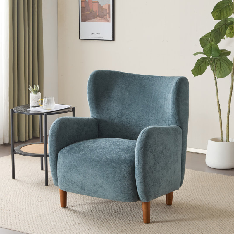 Langston Velvet Upholstered Wingback Accent Chair, Aqua Blue