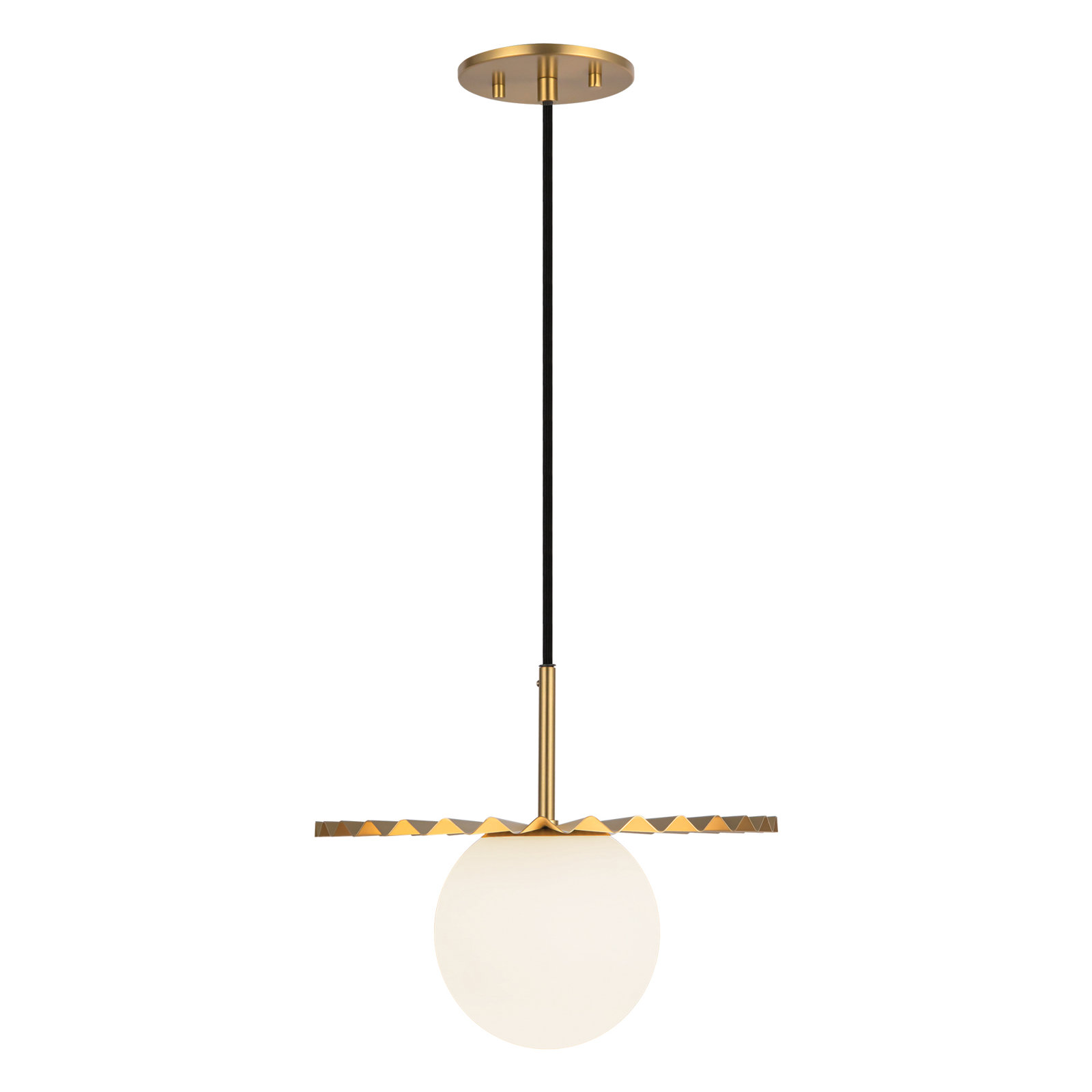 Carletta Single Light Glass Pendant, 9.63" H x 11.88" W x 11.88" D, Brushed Gold/Opal Matte Glass