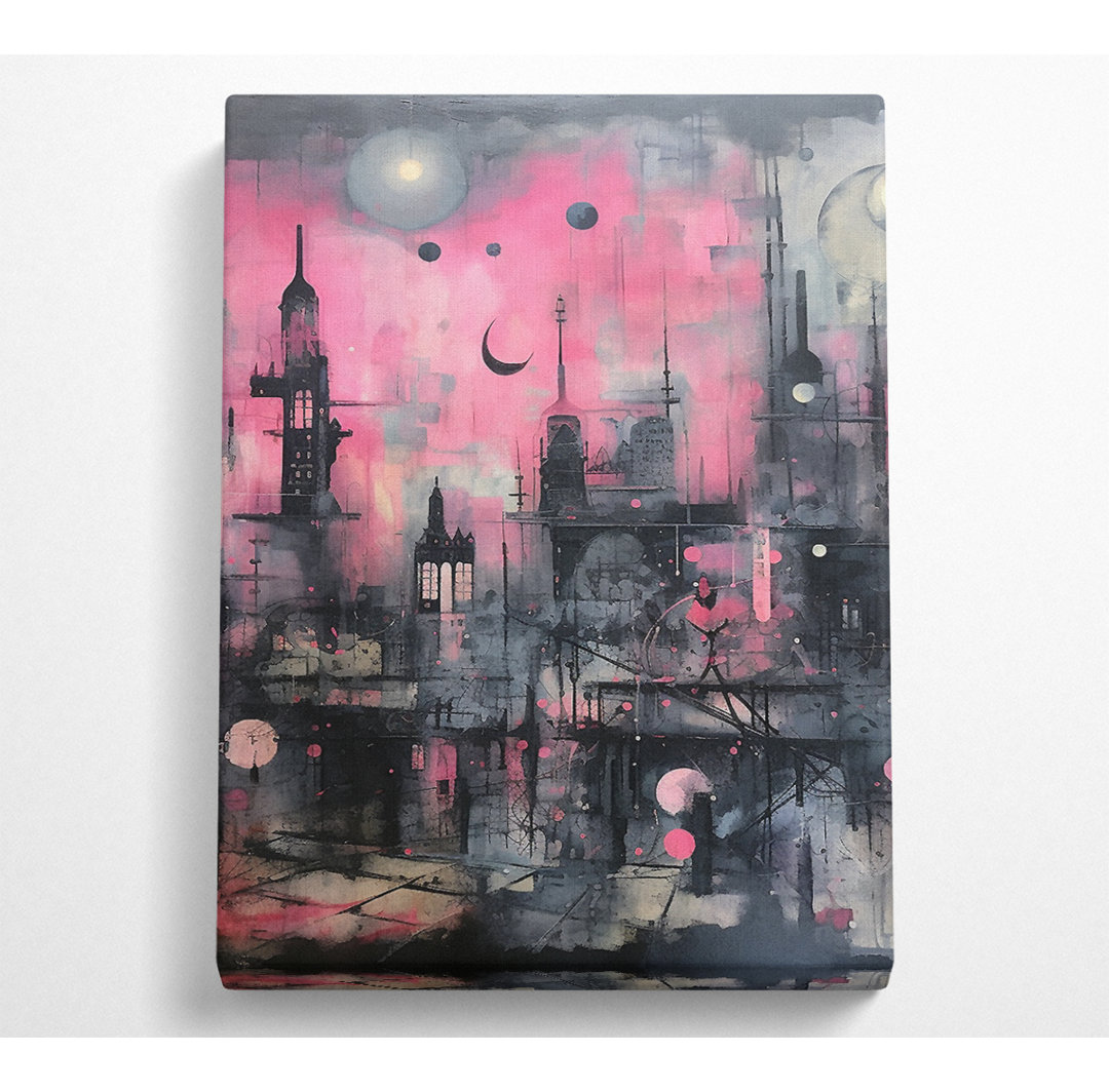 Spooky Pink City - Kunstdrucke auf Segeltuch