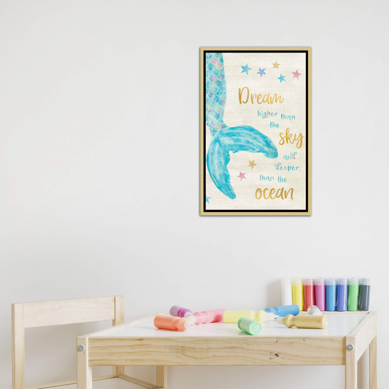 Art de rêve sirène, H 26 po x l 18 po x P 1,5 po, Toile encadrée d'or