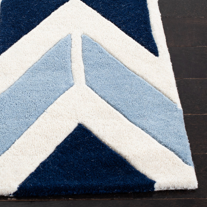 Deedie Hand Tufted Wool Chevron Rug, Square 5'