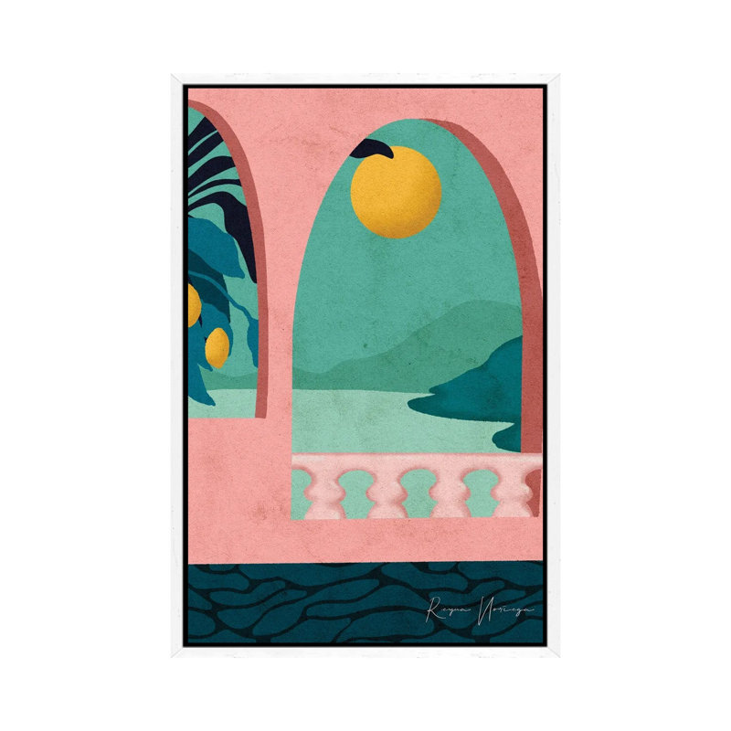Positano 1 Piece Painting on Canvas, 66.04 cm H x 45.72 cm W, White Framed Canvas