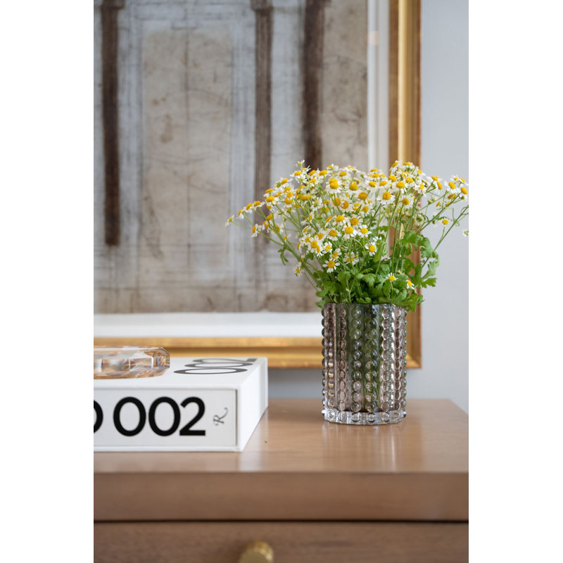 Zoe Handmade Glass Table Vase, Smoke, 5" H x 3.75" W x 3.75" D