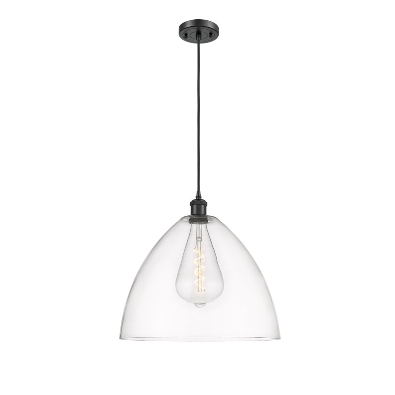 Haruka 1 - Light Single Pendant, Clear, 18.75" H x 16" W x 16" D, Matte Black
