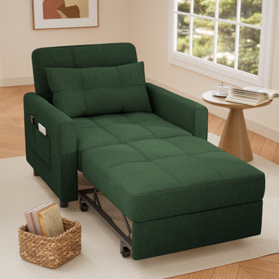 3-in-1 Adjustable Upholstered Sleeper Sofa Bed, Modern Convertible Foldable Lounge Single Sofa Chair, Multifunctional Sofa for Small Space Apartment Living Room Office, Holiday Gift Sofa Bed