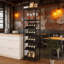 Floor Wine Bottle & Glass Rack Black,Brown
