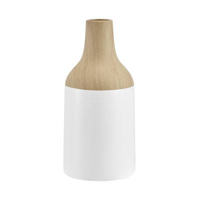 Prader Kanna Bottle Contemporary Two Tone Tabletop Vase - White And Beech