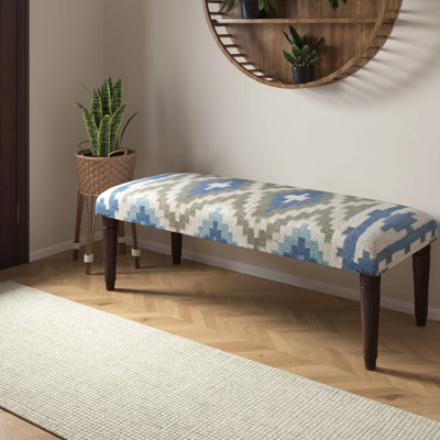 Banc de hall d'entrée en jute et en laine fabriqué à la main vert / bleu Sage