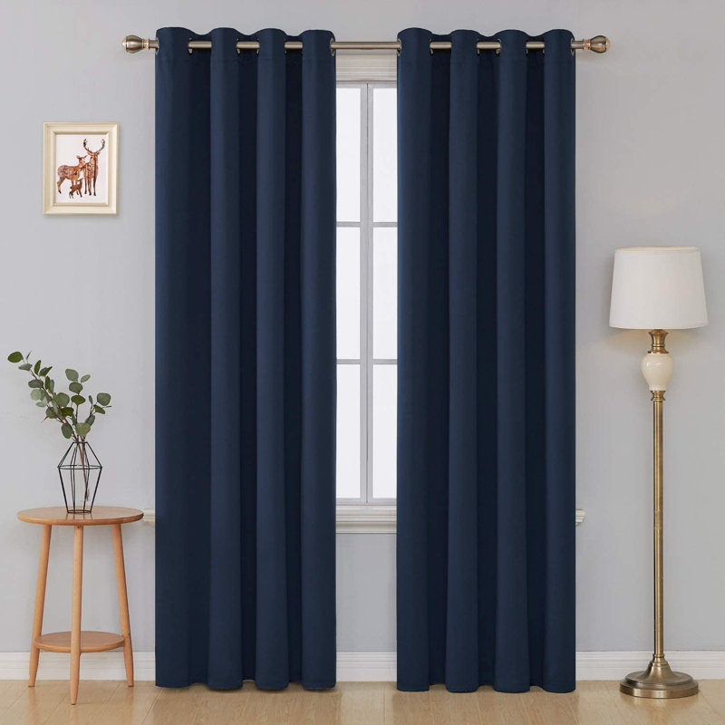 Borunda Room Darkening Curtain Single Panel, 52" W x 95" L, Navy Blue