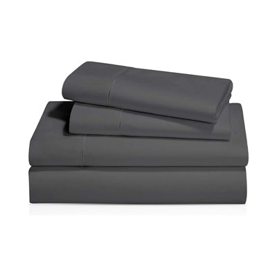 Dark Grey Twin Cotton Sheet Set - Super Soft And Breathable 350 Thread Count Percale Weave - 3 Piece Sheets With 18” Elasticized Deep Pockets (Grey)