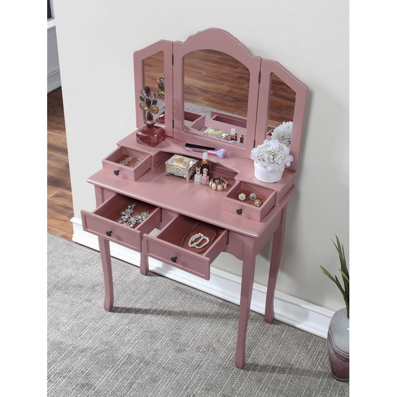 Sanlo Wooden Vanity Make Up Table and Stool Set