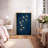 Indigo Navy Blue Bird Flying Artwork, Vintage Abstract Minimalist Bedroom Pictures, Large Framed Canvas Giclee Print Wall Art-115239315-115239317-115239318