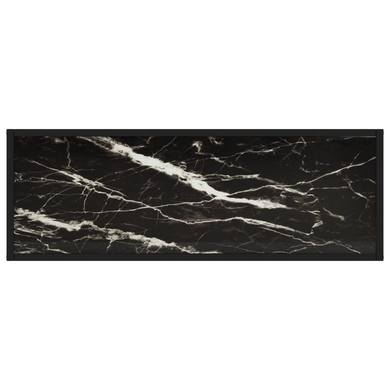 Console Table Tempered Glass, 29.53" H x 23.62" W x 13.78" D, Black/White, Without Feet