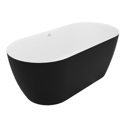 Slate Obsidian Cascade 59" x 30" Solid Surface Stone Freestanding Soaking Bathtub