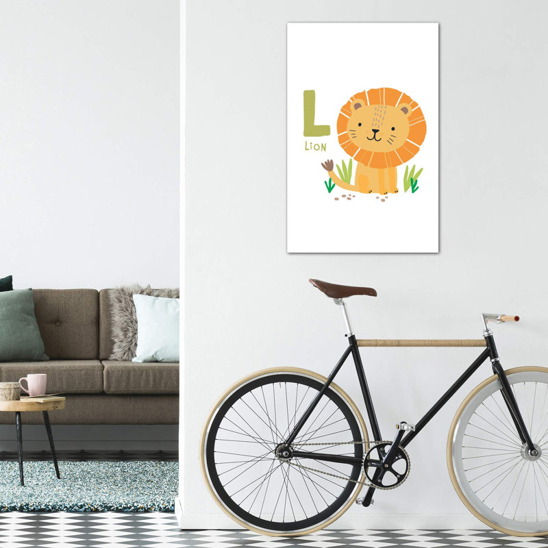 Animal Alphabet L - impression d'art graphique, H 12 po x l 8 po x P 0,75 po, Toile tendue, Pas de tapis