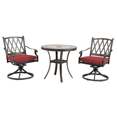 2 - Person Patio Dining Set with Round Table , Cushions Included