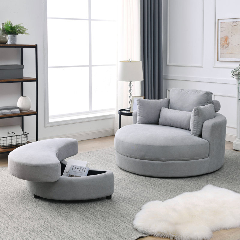 Canapé moderne avec accoudoir pivotant Welike, Gris clair