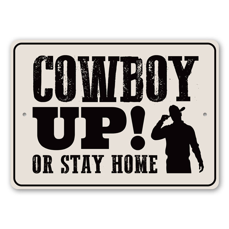 Enseigne de cow-boy en aluminium, H 10 po x l 14 po x P 0,04 po