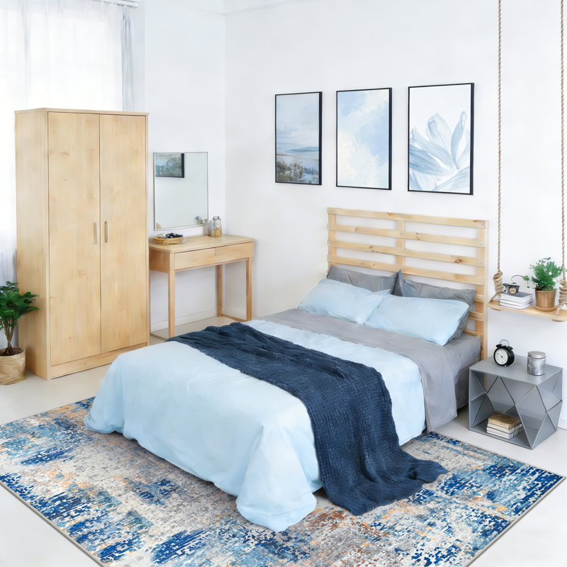 Abstract Shag Area Rug, Rectangle 200 x 300 cm, Blue  