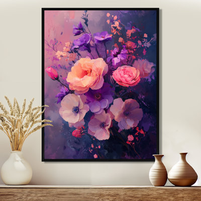 Paysage de rêve Sherita en bouquets assortis mauves et roses I - Assortiment de bouquets d'art mural