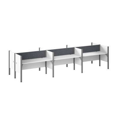 Pro-Biz Six-Straight Desk Workstation with 6 Privacy Panels Benching Desks