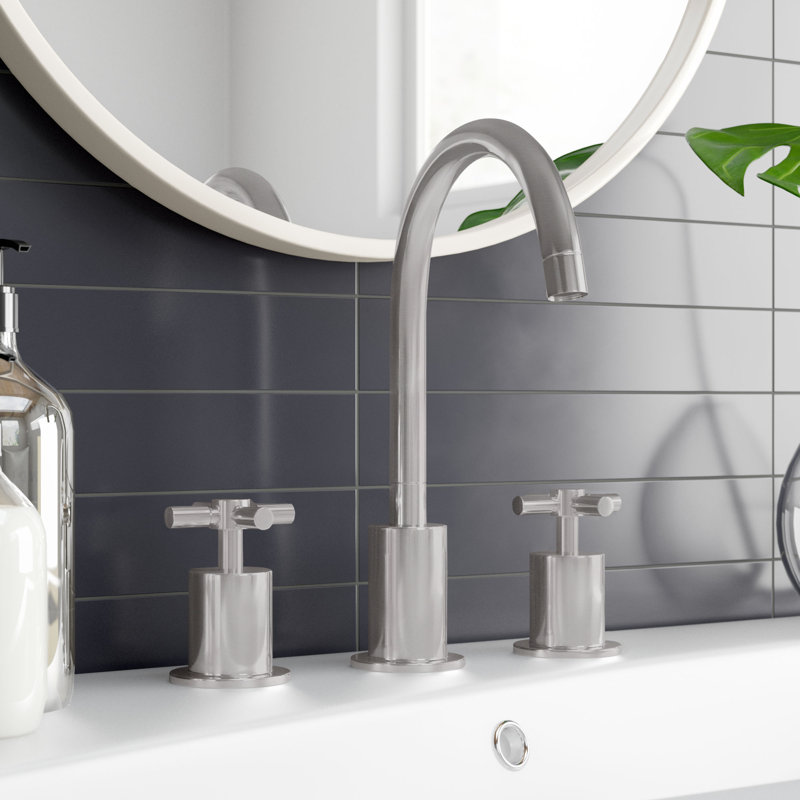 Robinet de salle de bain à poignée double Prima 3, Nickel brossé