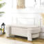Grand banc de rangement en lin rembourré avec rangement - beige-117529151