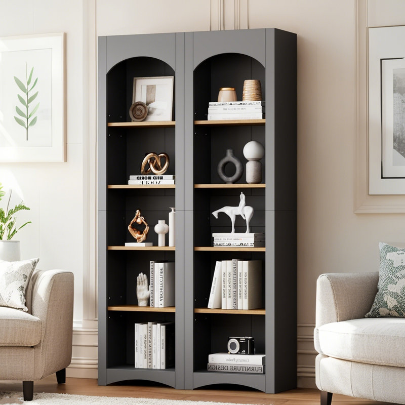 72" Tall Bookcase (Set of 2), Gray