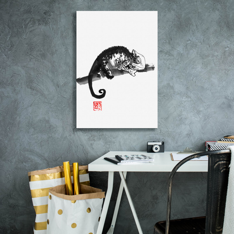 «Chameleon» par Pechane, art mural sur toile, H 26 po x l 18 po x P 0,75 po