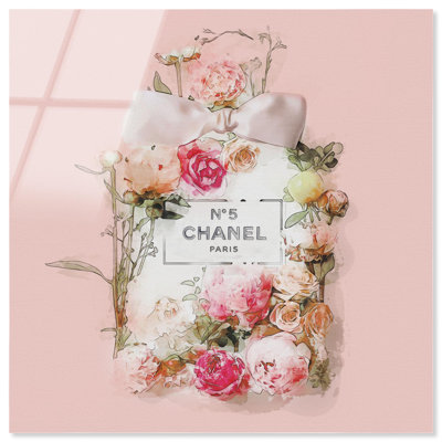 «Blooming Pink Perfume», art mural en verre acrylique sans cadre ultra-brillant par Art Remedy, prêt à accrocher, 20 x 20