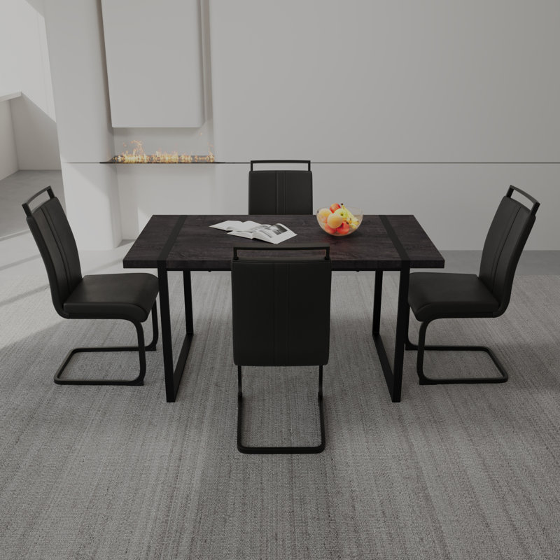 Ensemble de chaises de salle à manger 59 pi, Noir