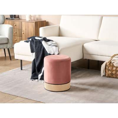 Amanat 35cm Wide Velvet Round Solid Colour Pouffe Ottoman