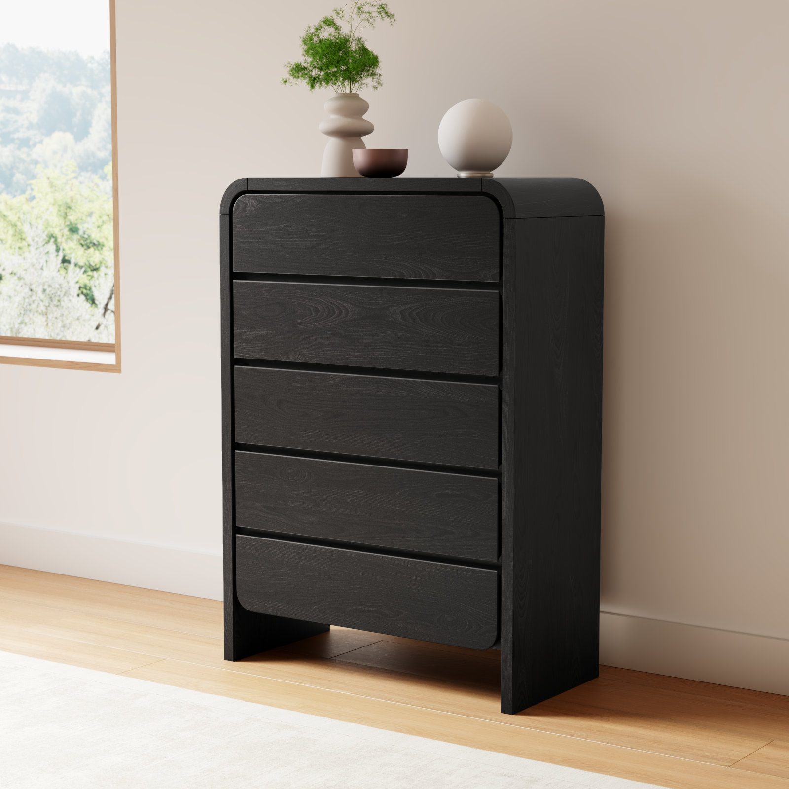 Nori 38" Mahogany Dresser, Black