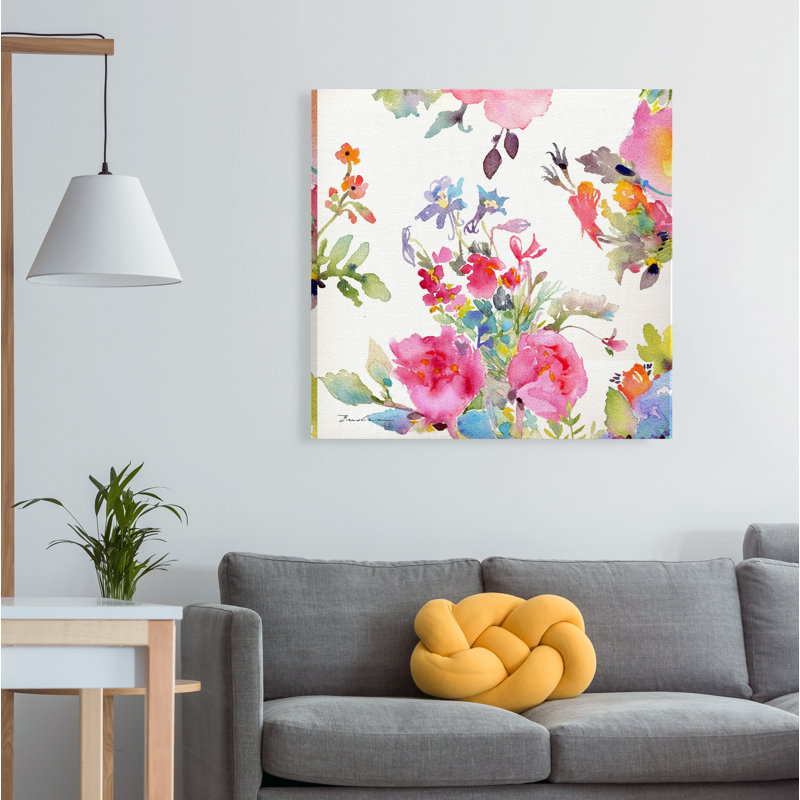 « aquarelle, composition de la fleur », peinture, H 10 po x l 10 po x P 1,5 po, Toile tendue