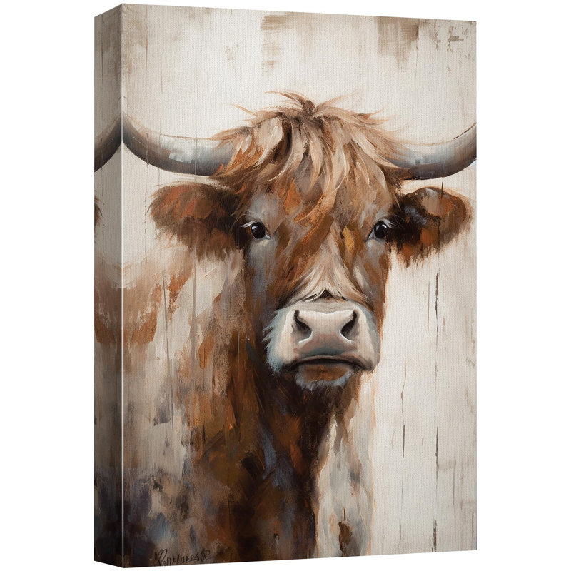 Panneau rétro effet bois de vache de ferme, Toile tendue, H 36 po x l 24 po