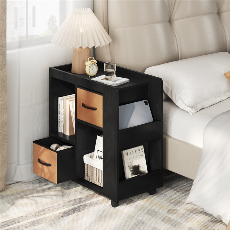 Table d'appoint moderne avec roulettes, Noir