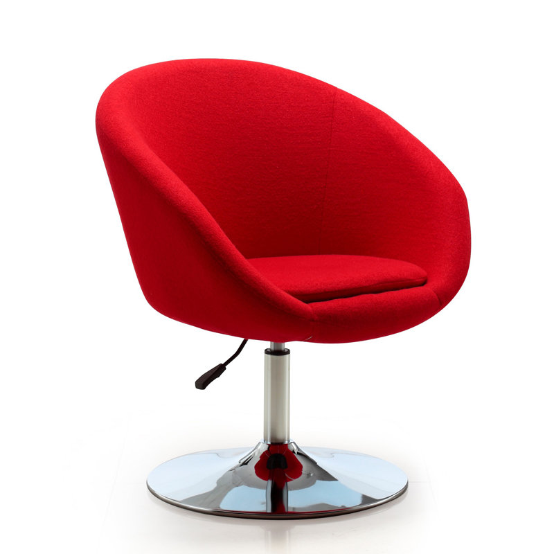 Fauteuil demi-tonneau pivotant de 26 po Helmuth, Laine rouge