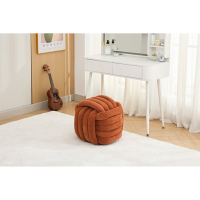Tabouret moderne confortable en tissu chenille orange pour la chambre à coucher et le salon. P 19,29 po x l 17,39 po, 14,96 lb Chenille douce, rembourrée de mousse, fabrication en bois, capacité de 250 lb, aucun assemblage requis