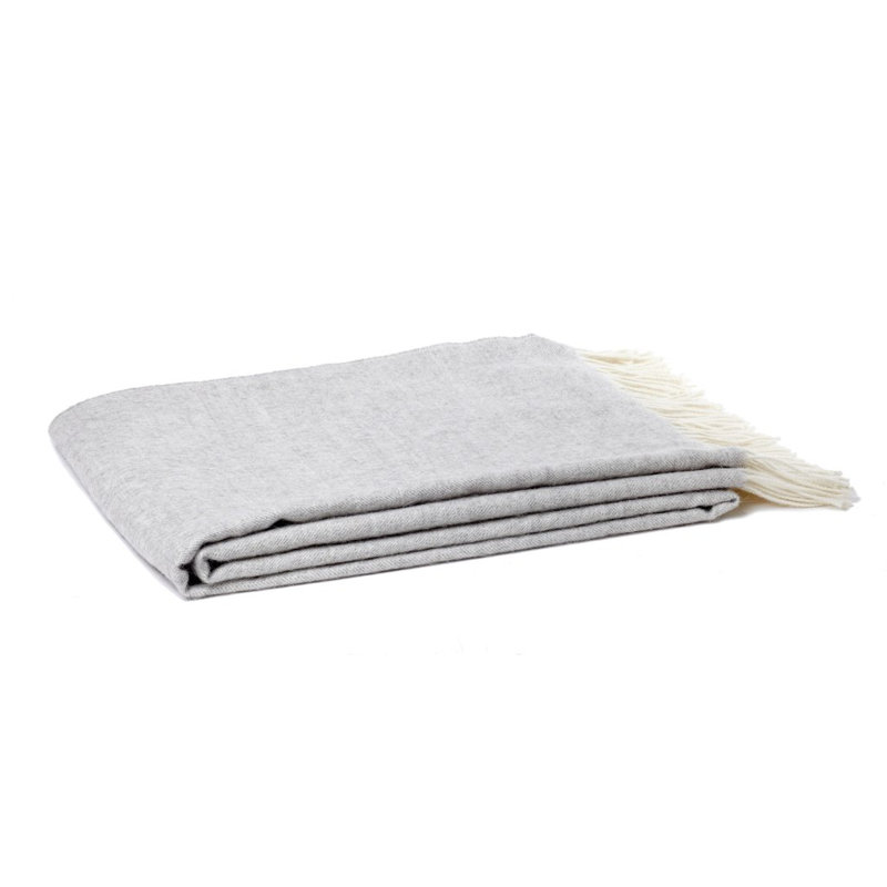 Madison Woven Baby Alpaca Throw Blanket, Heather Gray Herringbone