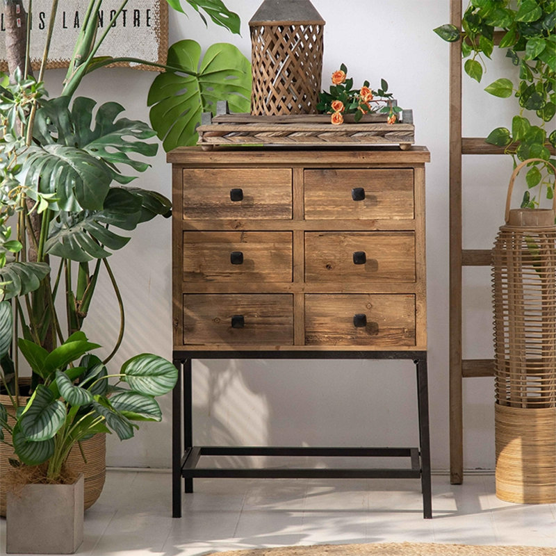 Retro Walnut Solid Wood Accent Cabinet