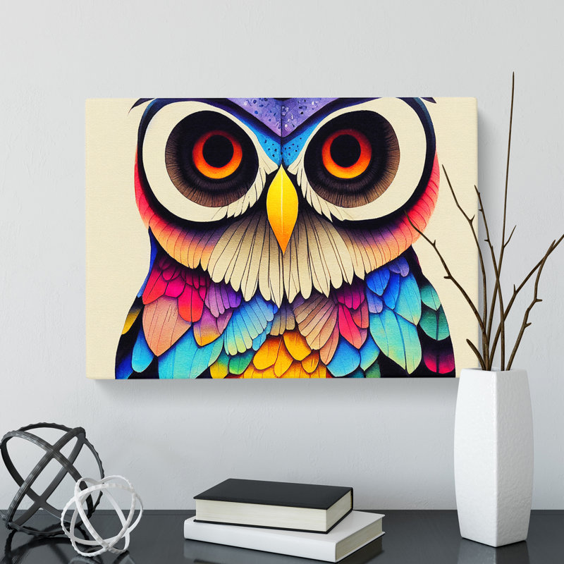 Colourful Owl Vol.2 - Wrapped Canvas, 35cm H x 50cm W x 3cm D