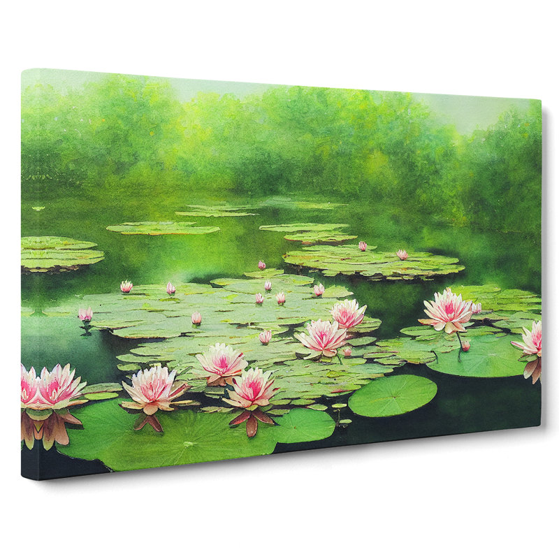 Lily Pond Watercolour Vol.6 - Wrapped Canvas, 35cm H x 50cm W x 3cm D